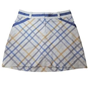 Nike Golf Skort Women 12 White Plaid FIT DRY Stretch Pocket Athletic Golf Tennis